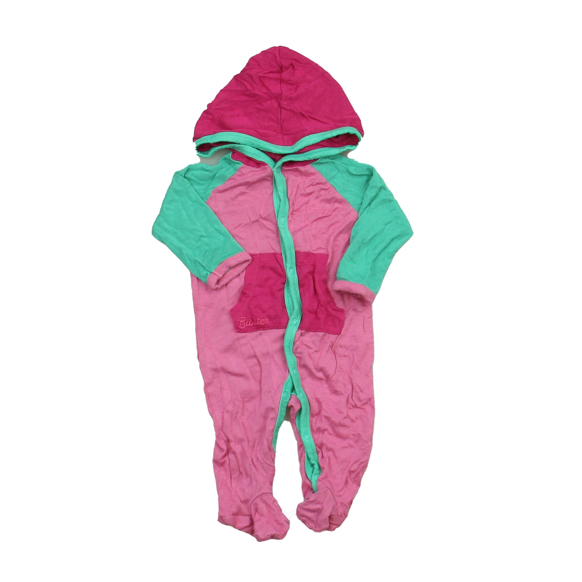 Butter Girls Pink | Green 1-piece footed Pajamas Size: 0-3 Months Pink | Green