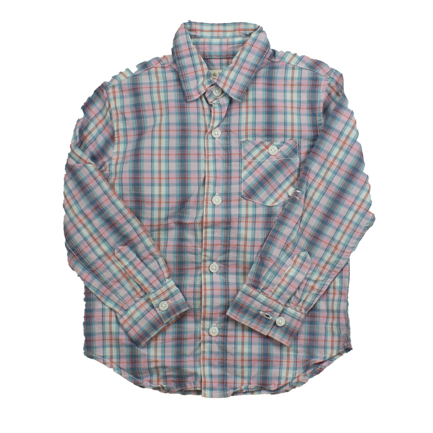 Hope & Henry Boys Pink | Grey | Plaid Button Down Long Sleeve Size: 4T Pink | Grey | Plaid