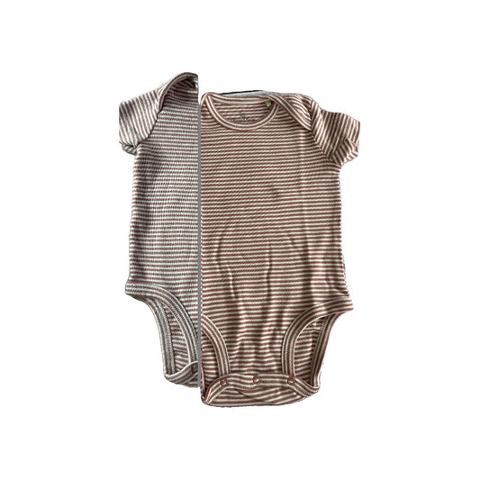 Girls pink | grey stripes Onesie Size: 6 months pink | grey stripes