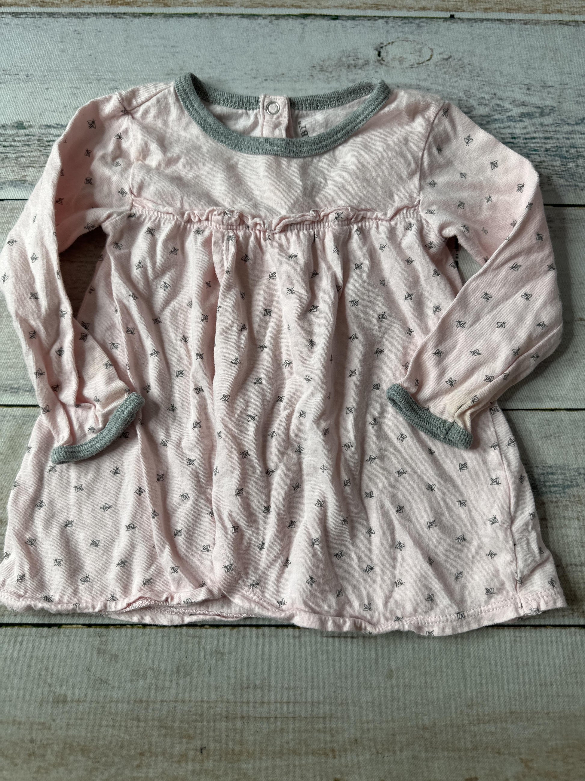 Burt's Bees Girls pink | Grey Long Sleeve T-Shirt Size: 3-6 months pink | Grey