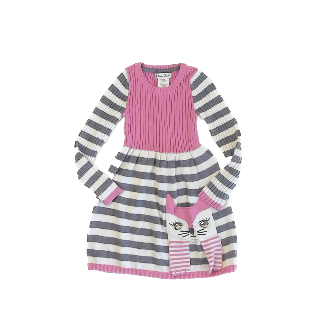 Jillian's Closet Girls Pink | Grey Sweater Dress Size: 5-6 Years Pink | Grey