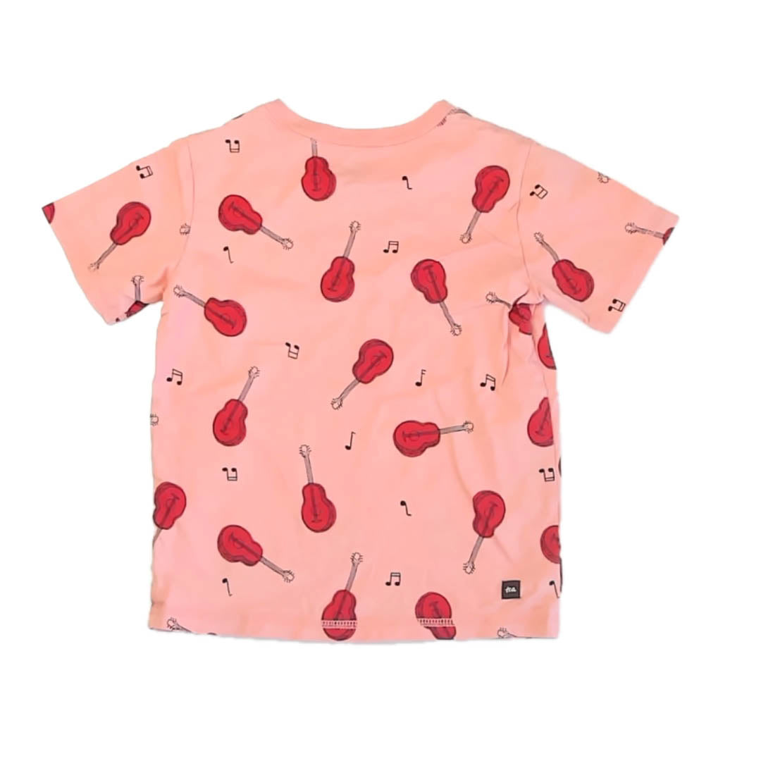 Tea Collection Boys Pink Guitar T-Shirt Size: 7 Years Pink Guitar