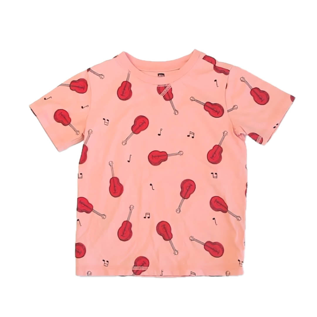 Tea Collection Boys Pink Guitar T-Shirt Size: 7 Years Pink Guitar