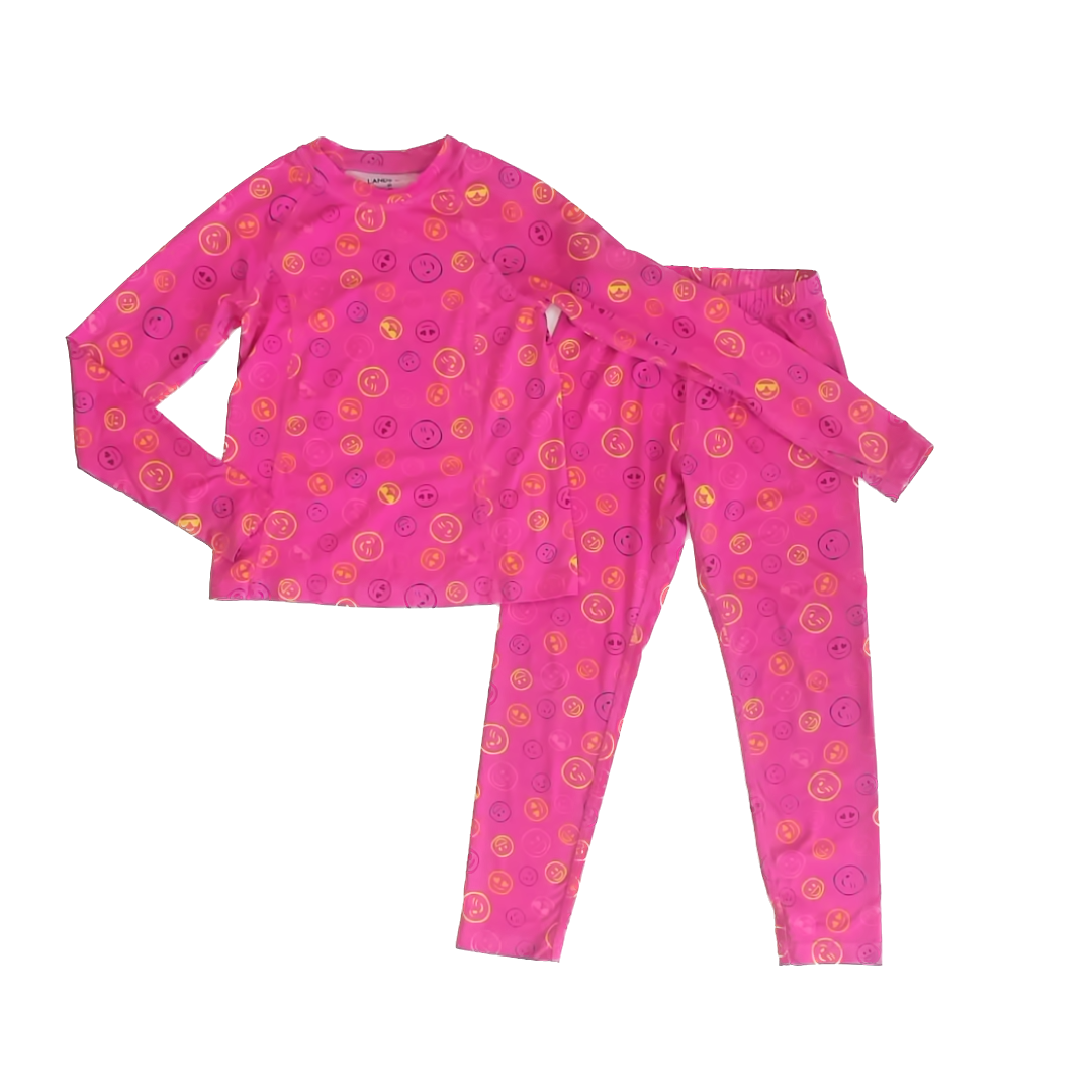Land's End Girls Pink Happy Face Apparel Sets Size: 5-6 Years Pink Happy Face