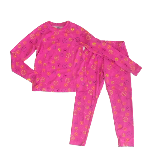 Land's End Girls Pink Happy Face Apparel Sets Size: 5-6 Years Pink Happy Face