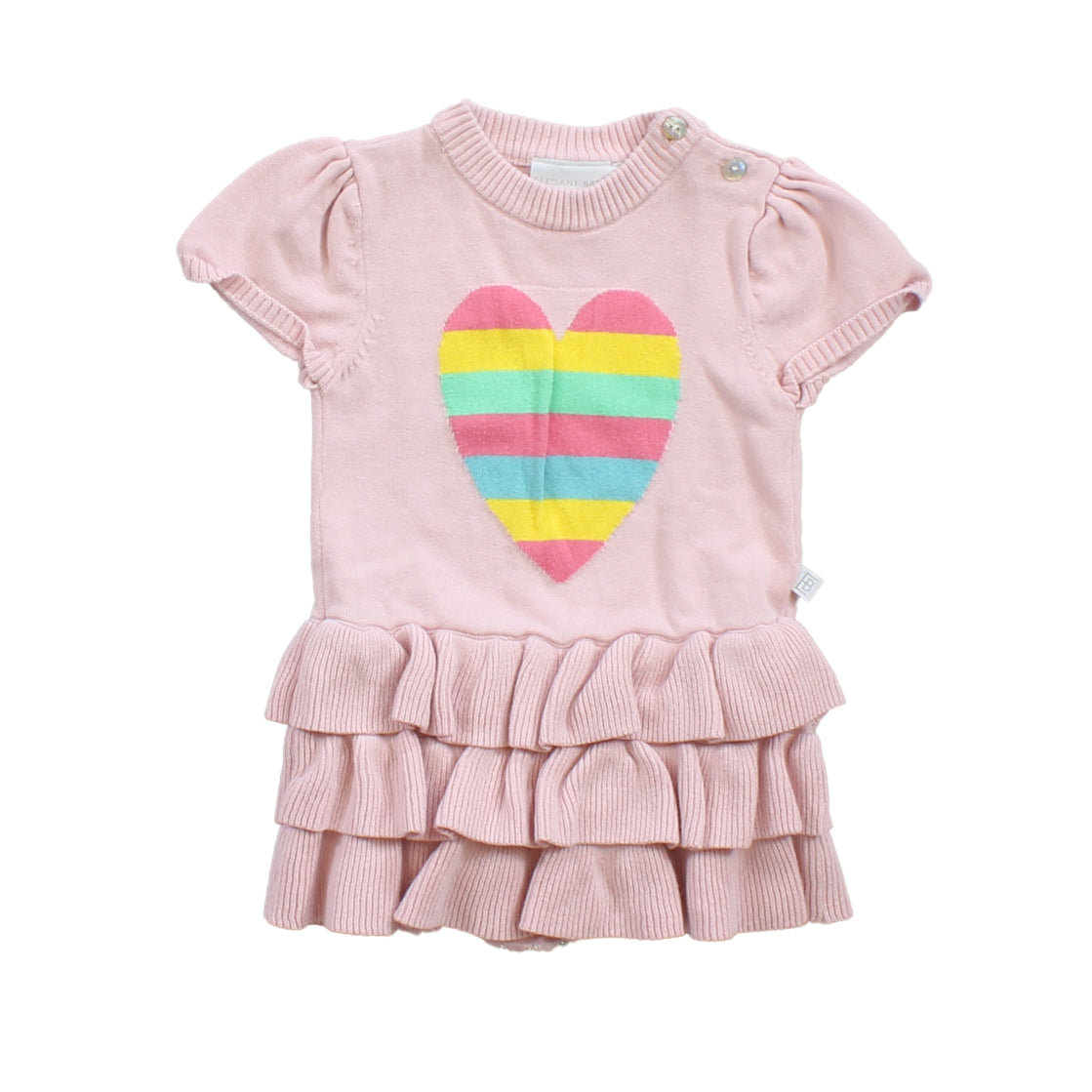 Elegant Baby Girls Pink | Heart Sweater Dress Size: 18 Months Pink | Heart