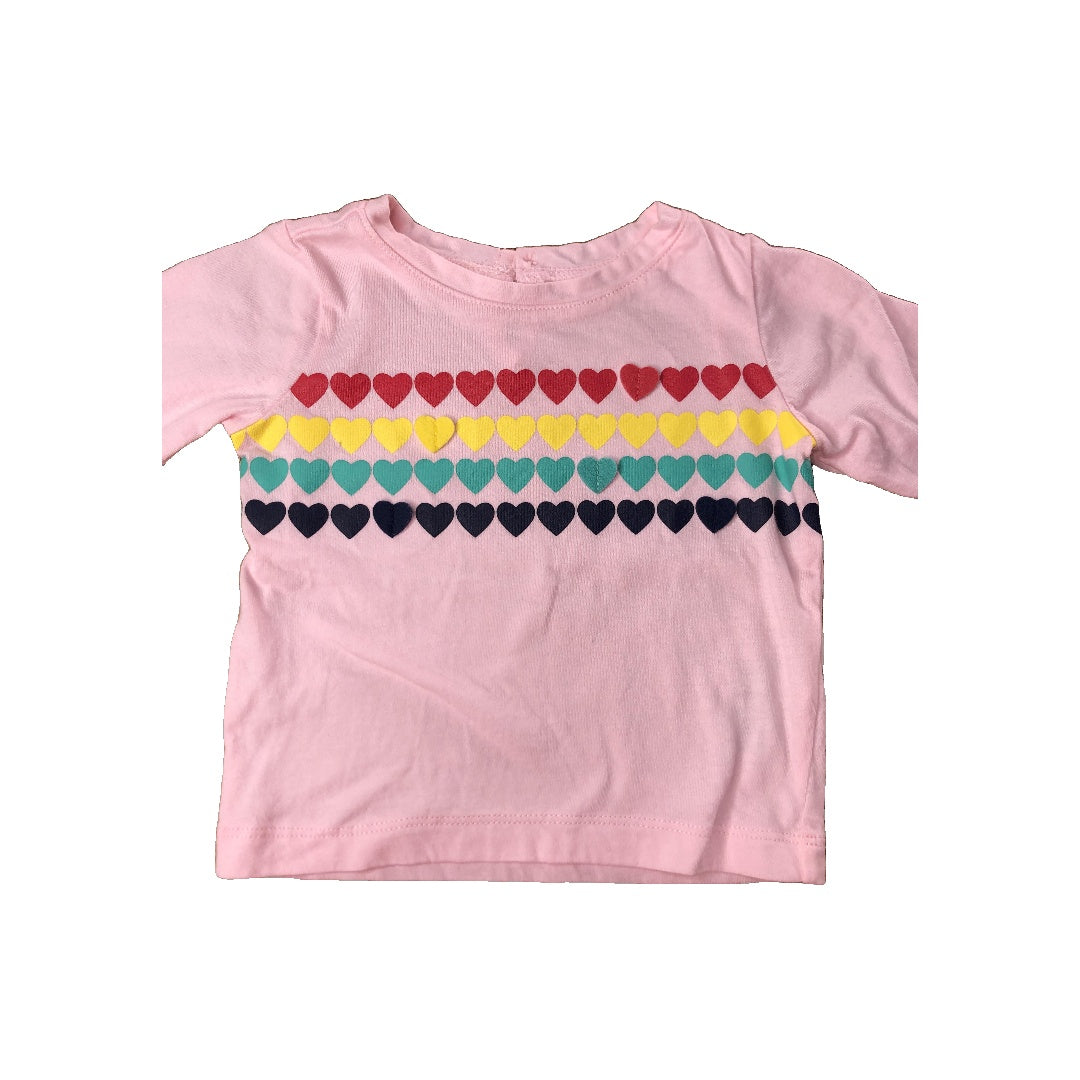 Carters Girls pink | Hearts Long Sleeve T-Shirt Size: 0-3 months pink | Hearts