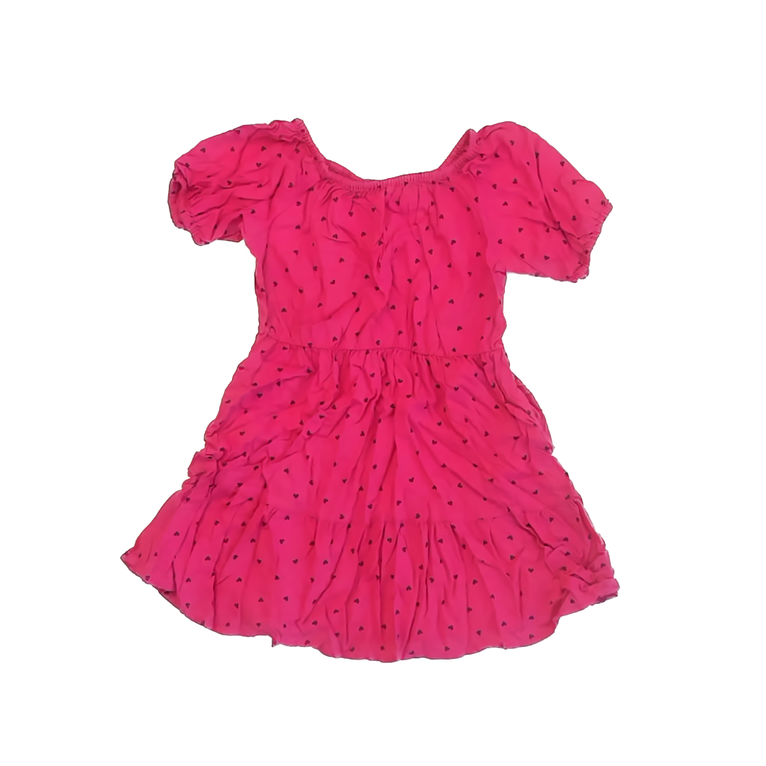 Cat & Jack Girls Pink Hearts Dress Size: 6-7 Years Pink Hearts