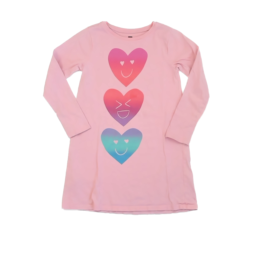 Tea Collection Girls Pink | Hearts Dress Size: 6 Years Pink | Hearts