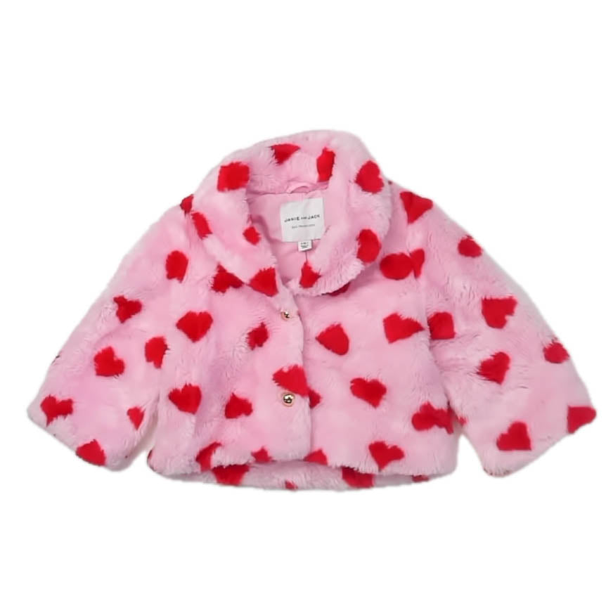Janie and Jack Girls Pink Hearts Jacket Size: 3-4T Pink Hearts