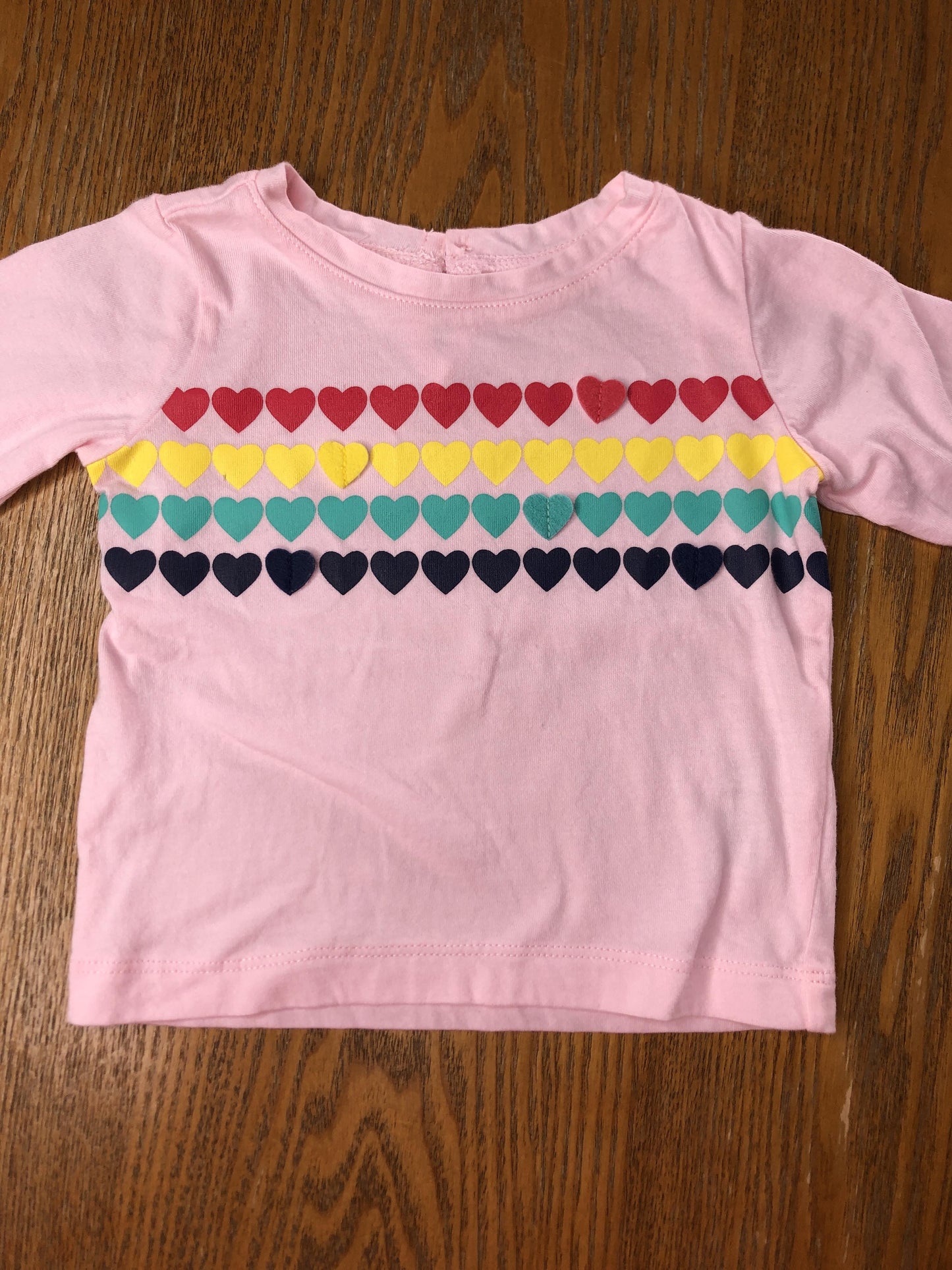 Carters Girls pink | Hearts Long Sleeve T-Shirt Size: 0-3 months pink | Hearts