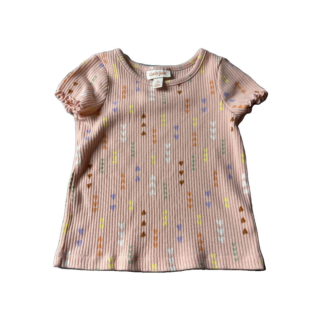 Cat & Jack Unisex pink | Hearts T-Shirt Size: 2T pink | Hearts
