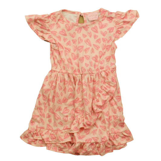 Lucky Penny Girls Pink Hearts Dress Size: 4T