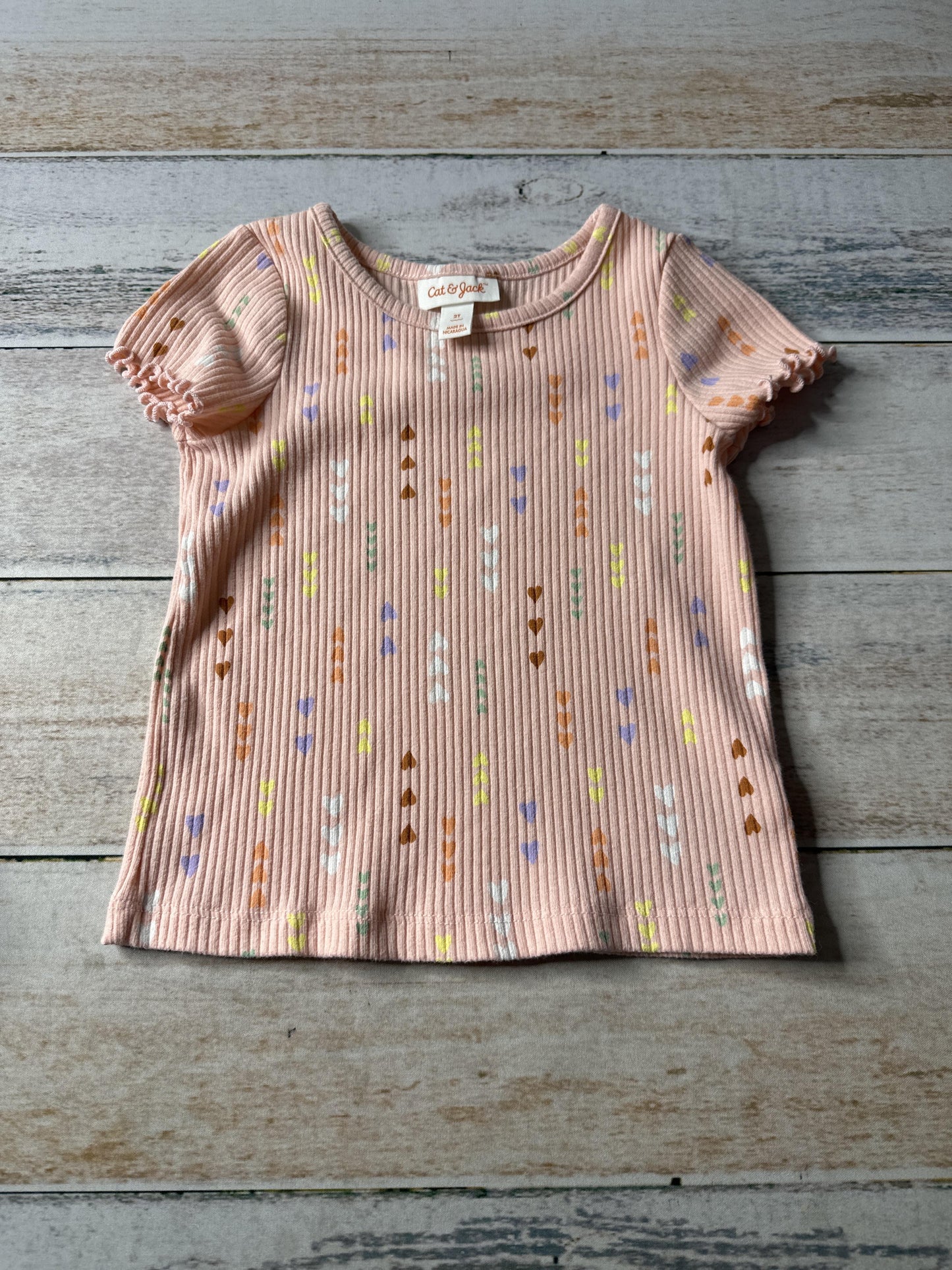 Cat & Jack Unisex pink | Hearts T-Shirt Size: 2T pink | Hearts