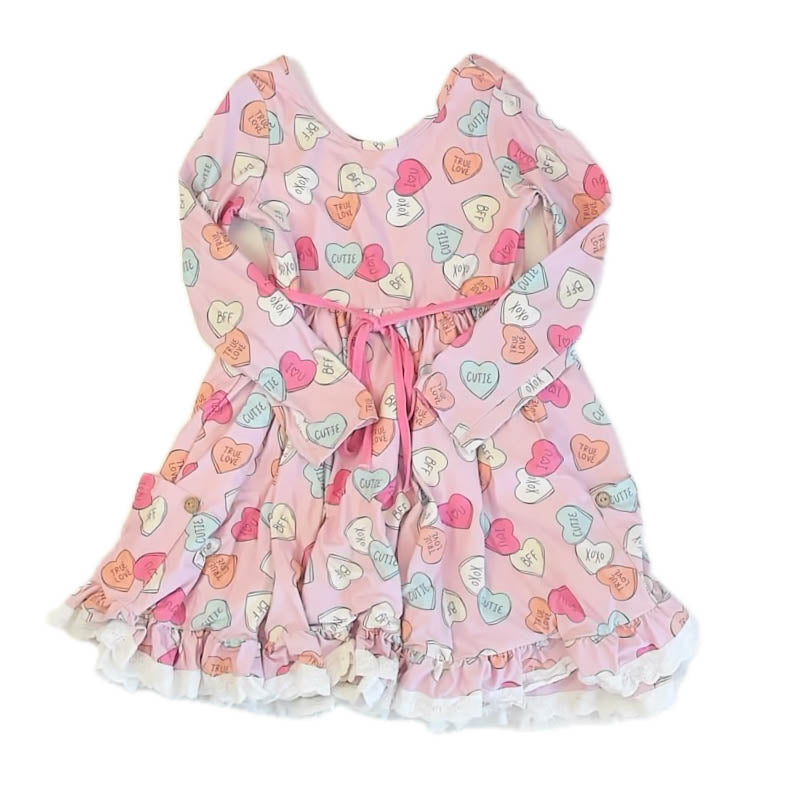 Cheeky Plum Girls Pink Hearts Dress Size: 7 Years Pink Hearts