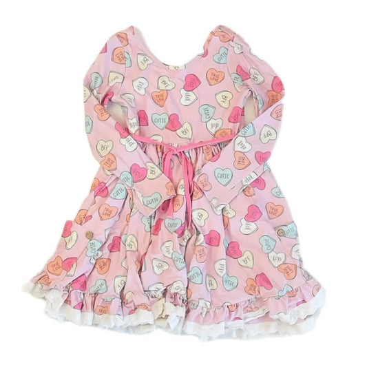Cheeky Plum Girls Pink Hearts Dress Size: 7 Years Pink Hearts