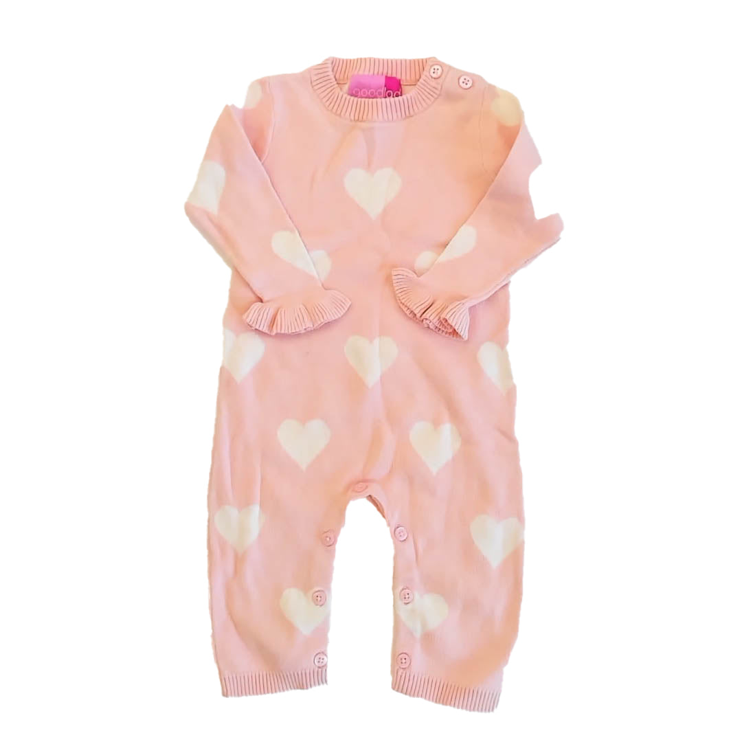 Goodlad Girls Pink | Hearts Long Sleeve Outfit Size: 9 Months Pink | Hearts