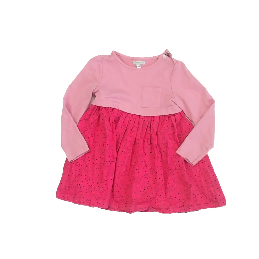 Vertbaudet Girls Pink Hearts Dress Size: 6 Years Pink Hearts