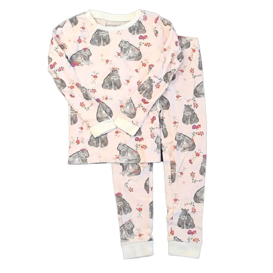Burt's Bees Girls Pink Hippo 2-piece Pajamas Size: 4T Pink Hippo
