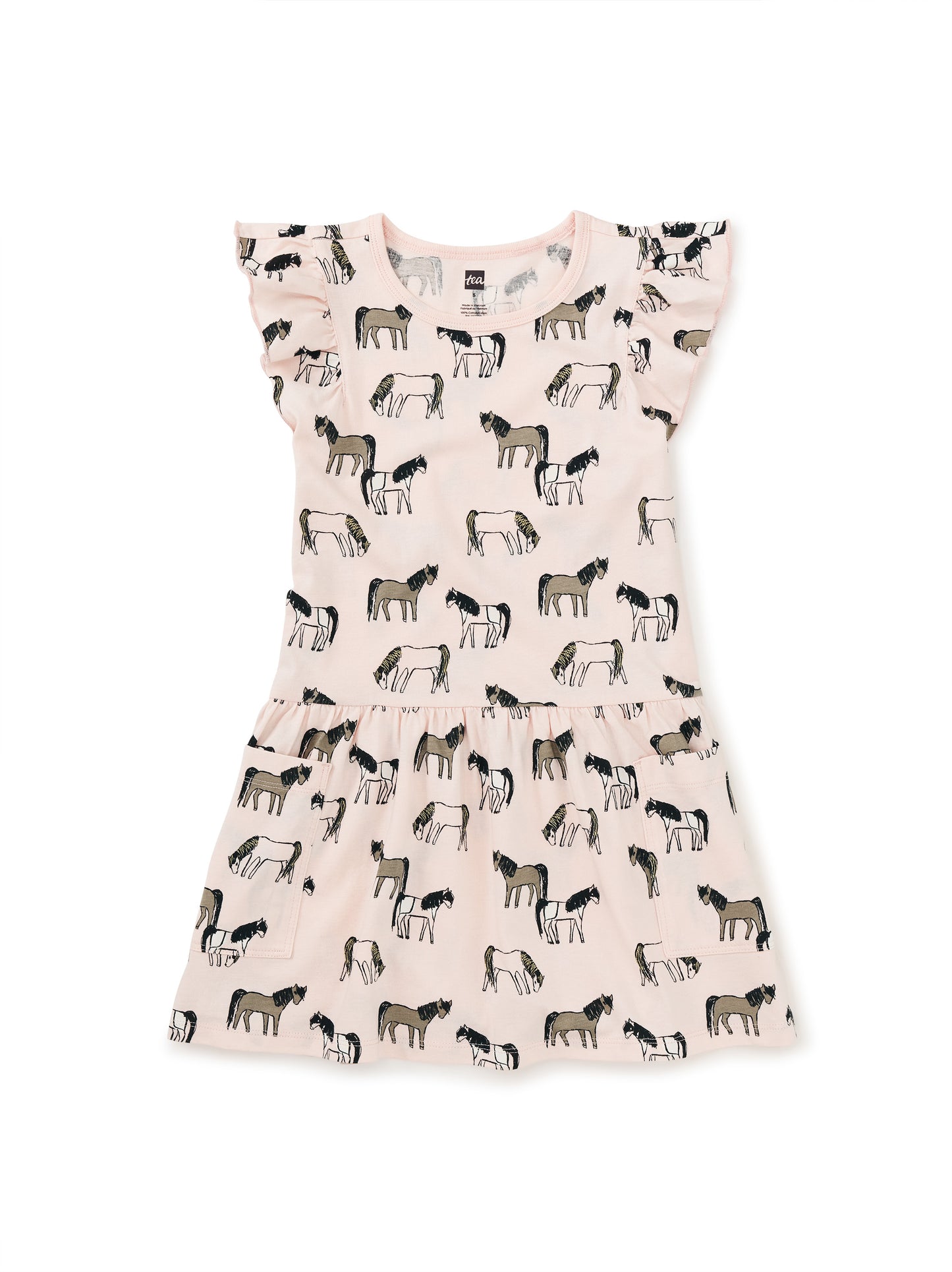 Tea Collection Girls Pink Horses Dress Size: 2T Pink Horses