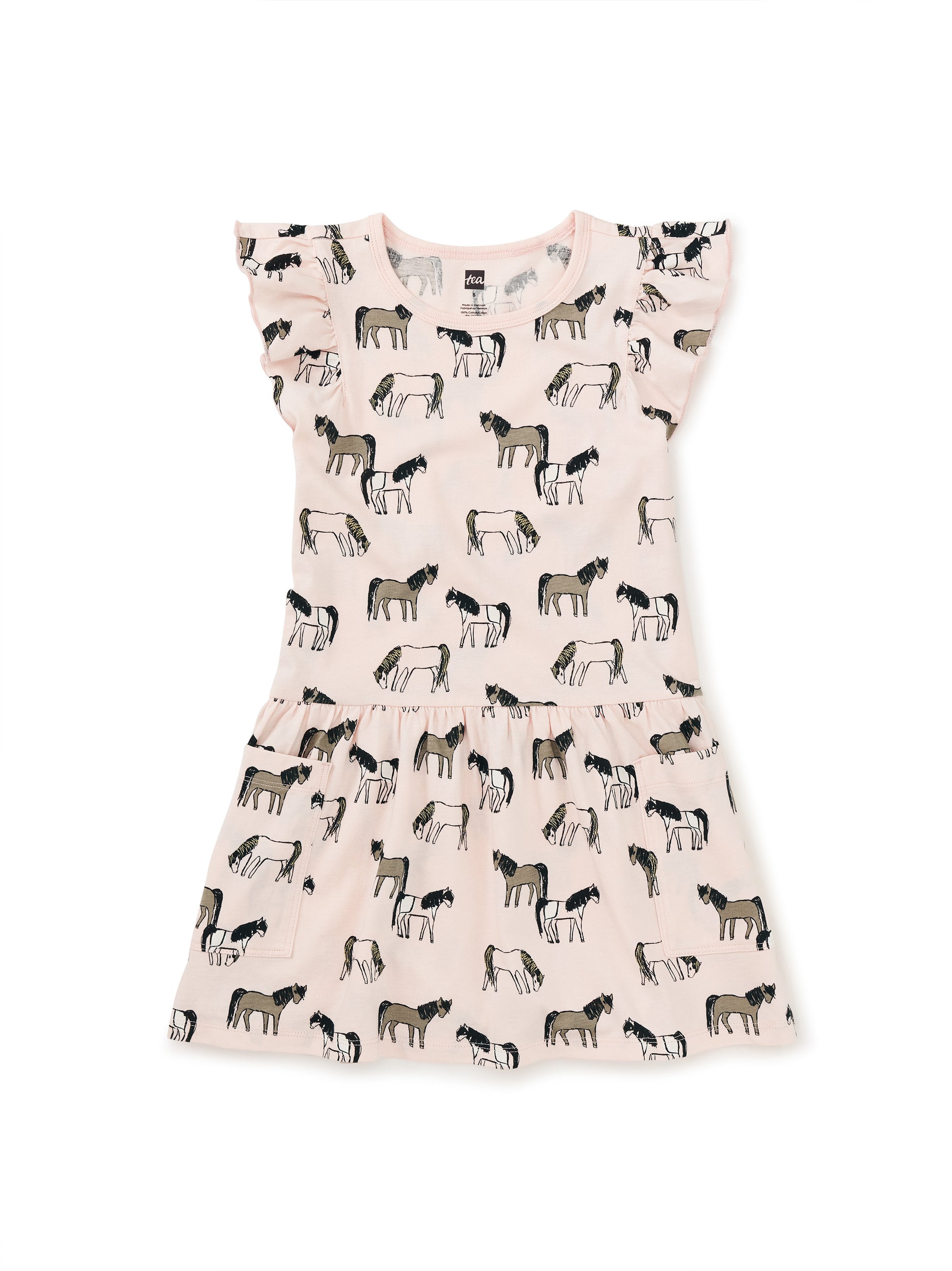 Tea Collection Girls Pink Horses Dress Size: 2T Pink Horses