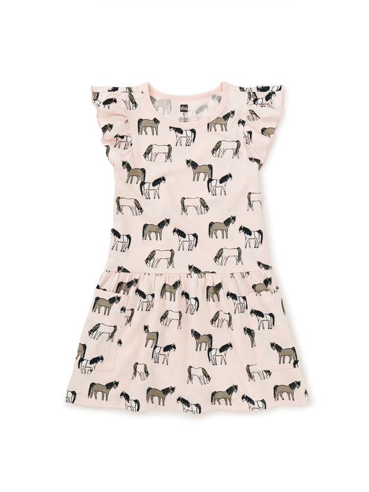 Tea Collection Girls Pink Horses Dress Size: 2T Pink Horses