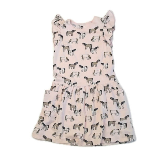 Tea Collection Girls Pink Horses Dress Size: 8 Years Pink Horses