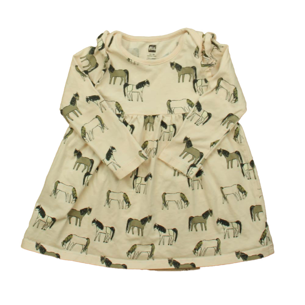 Tea Collection Girls Pink Horses Dress Size: 12-18 Months Pink Horses