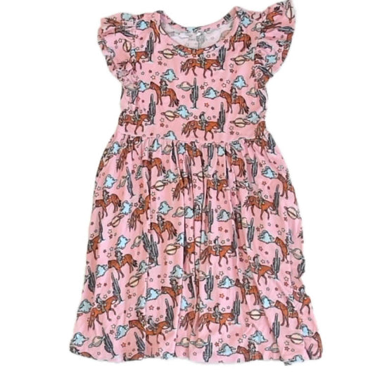 Posh Peanut Girls Pink Horses Dress Size: 3-4T Pink Horses