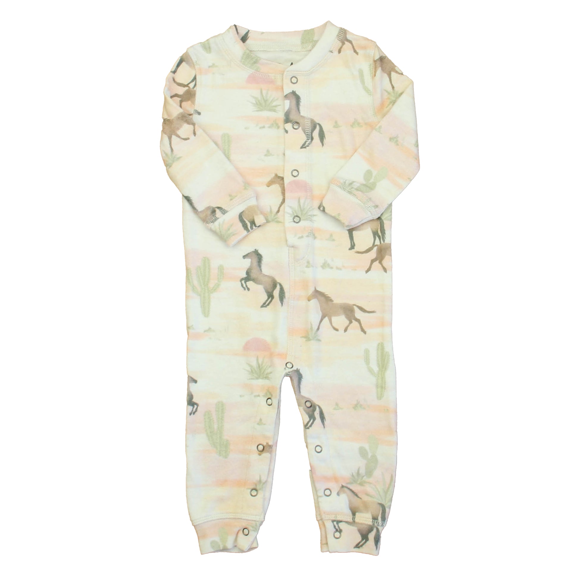 PJ Salvage Girls Pink Horses 1-piece Non-footed Pajamas Size: 6-12 Months Pink Horses