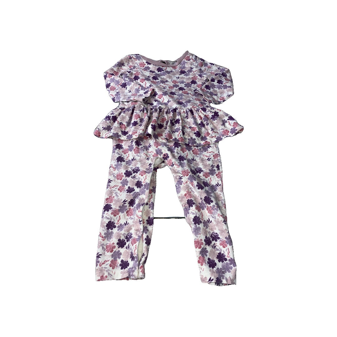 Burt's Bees Girls pink | Indigo | Flowers Long Sleeve Outfit Size: 6-9 months pink | Indigo | Flowers