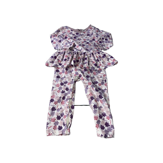 Burt's Bees Girls pink | Indigo | Flowers Long Sleeve Outfit Size: 6-9 months pink | Indigo | Flowers