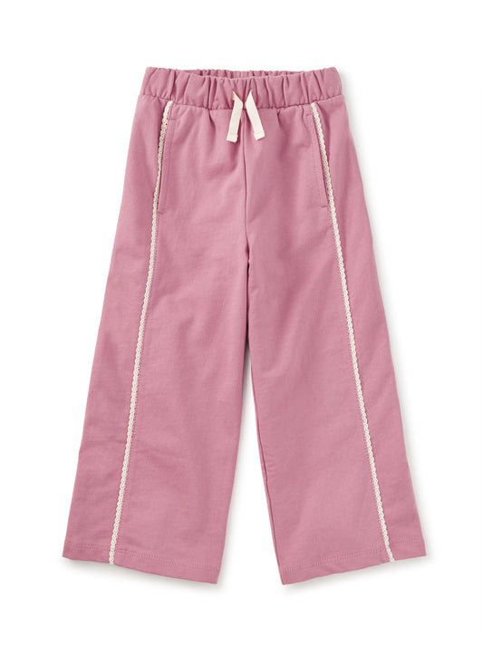 Tea Collection Girls Pink | Ivory Lace Trim Casual Pants Size: 5T Pink | Ivory Lace Trim