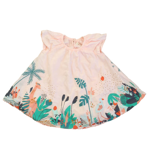 Catimini Girls Pink Jungle Dress Size: 6 Months Pink Jungle
