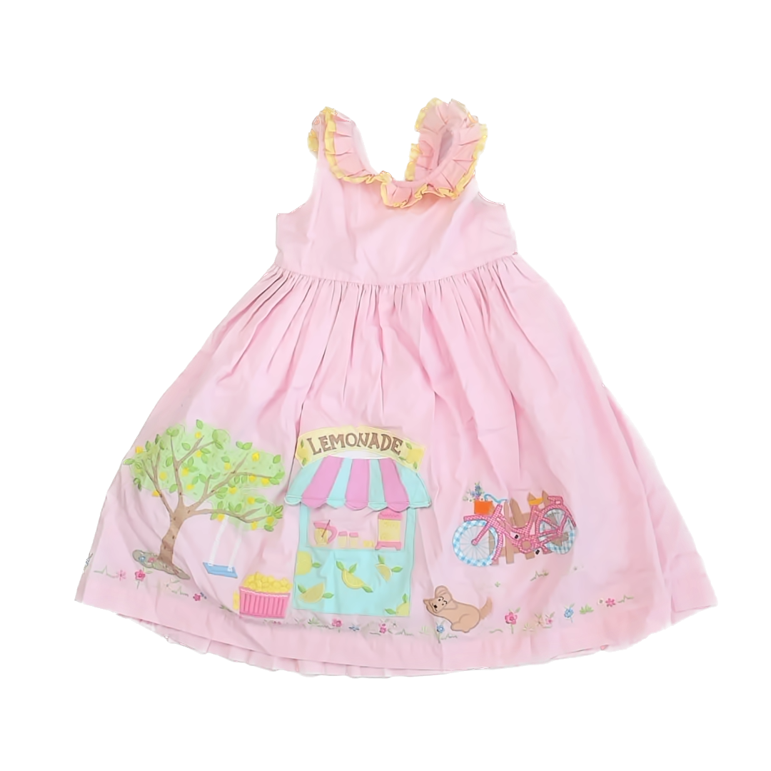 Cotton Kids Girls Pink "Lemonade Stand" Dress Size: 4T Pink "Lemonade Stand"