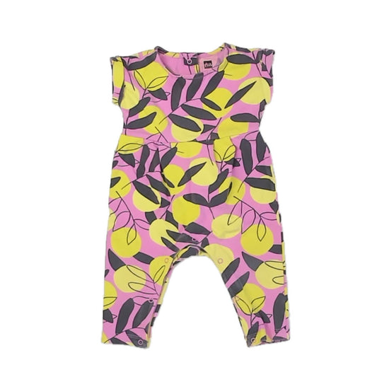 Tea Collection Girls Pink Lemons Romper Size: 3-6 Months Pink Lemons