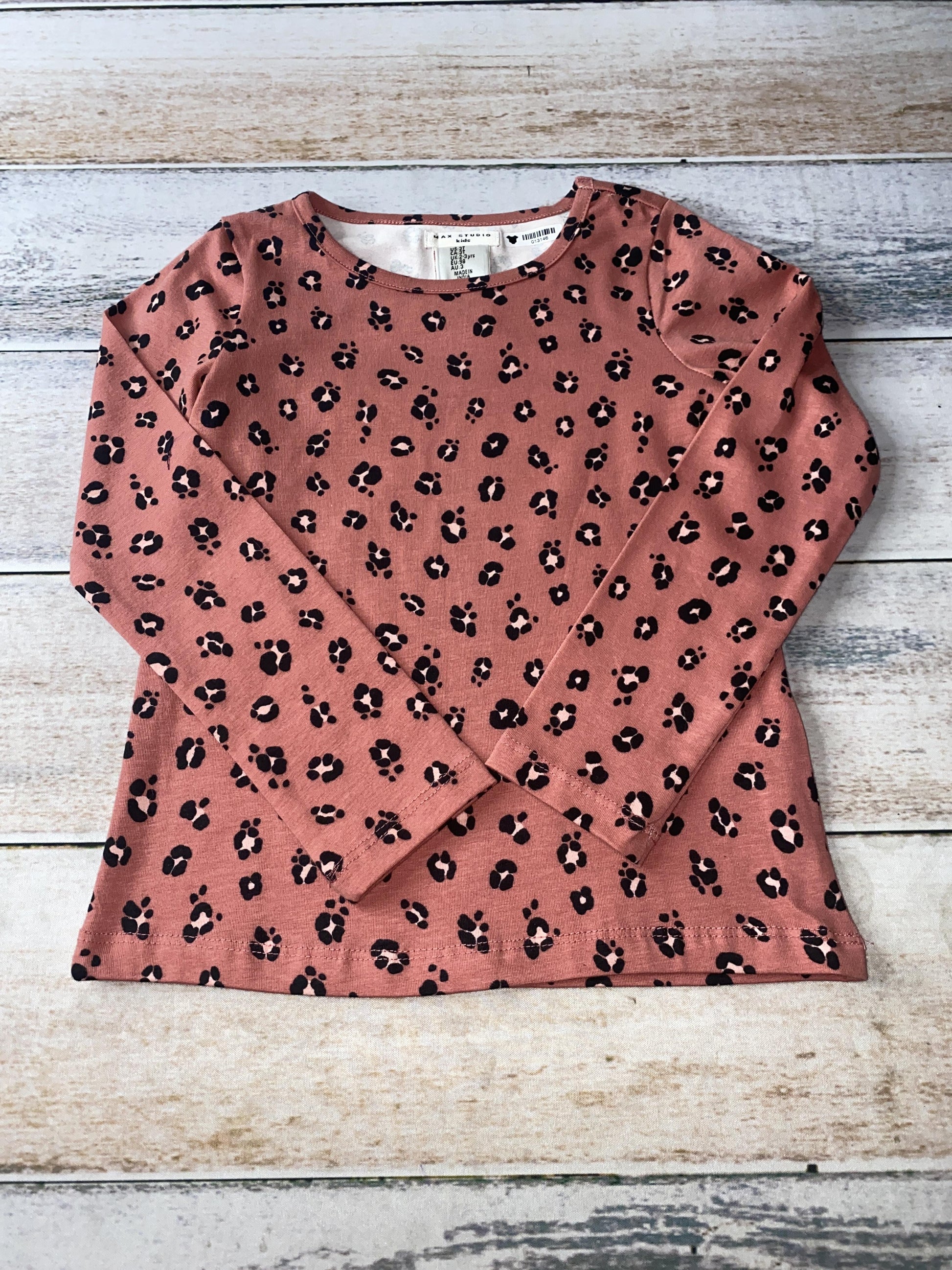Max Studio Girls pink | Leopard print Long Sleeve T-Shirt Size: 3T pink | Leopard print