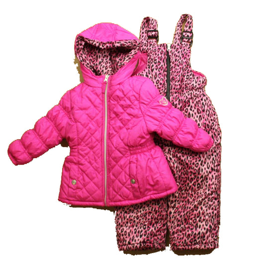 Pink Platinum Girls Pink Leopard Snowsuit Size: 24 Months