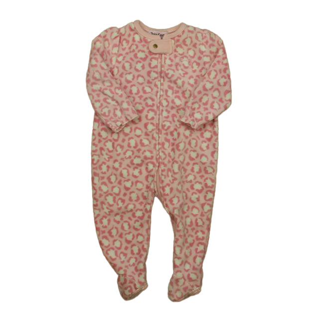 Juicy Couture Girls Pink Leopard 1-piece footed Pajamas Size: 6-9 Months