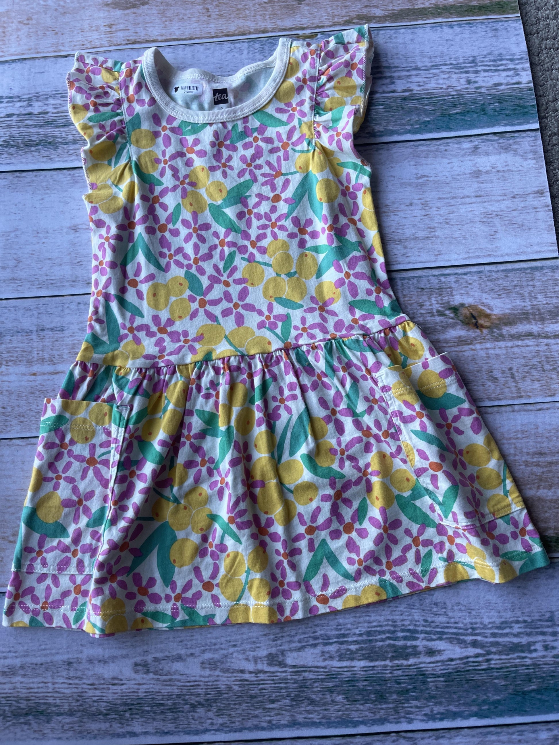 Tea Girls pink | light green | orange | Yellow Dress Size: 3 months pink | light green | orange | Yellow