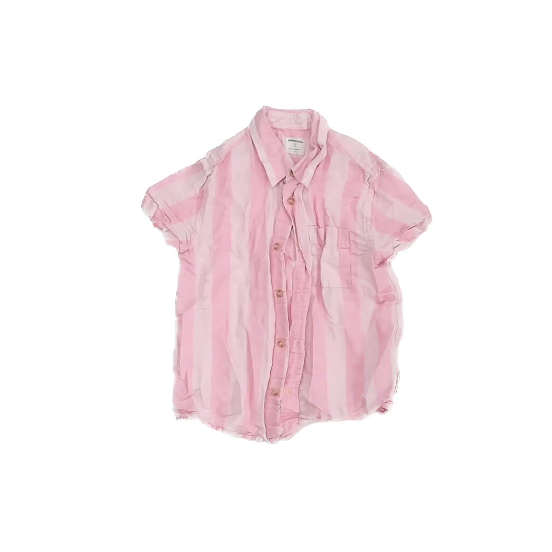 Crewcuts Boys Pink Linen Button Down Short Sleeve Size: 6-7 Years Pink Linen