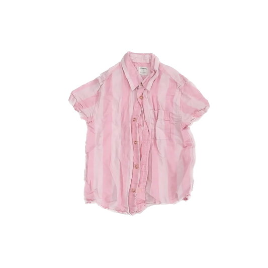 Crewcuts Boys Pink Linen Button Down Short Sleeve Size: 6-7 Years Pink Linen