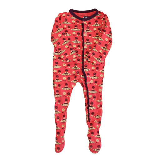 Kickee Pants Girls Pink | Maroon Spaceships 1-piece footed Pajamas Size: 6-9 Months Pink | Maroon Spaceships