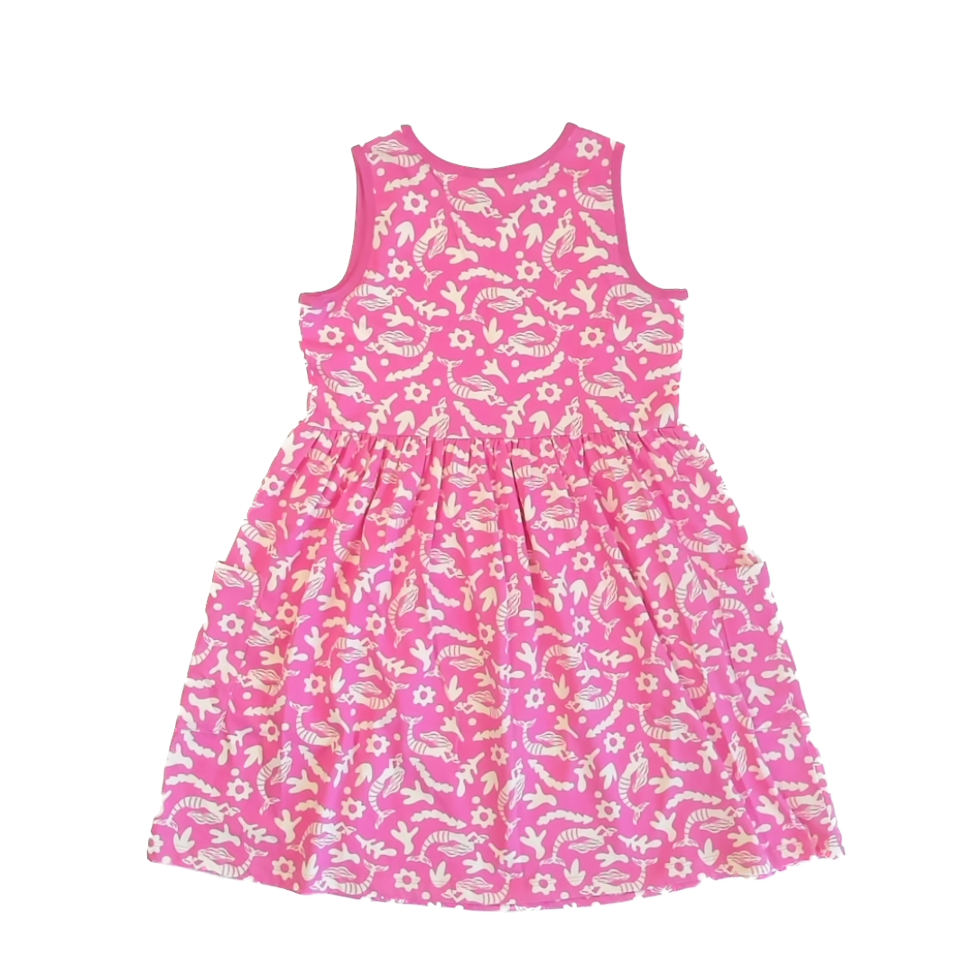 Hanna Andersson Girls Pink Mermaid Sun Dress Size: 12 Years Pink Mermaid