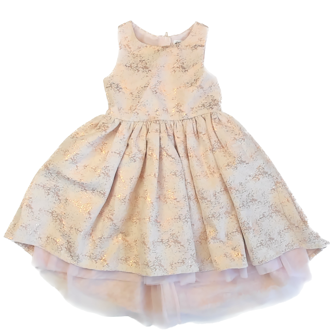 H&M Girls Pink Metallic Special Occasion Dress Size: 6 Years Pink Metallic