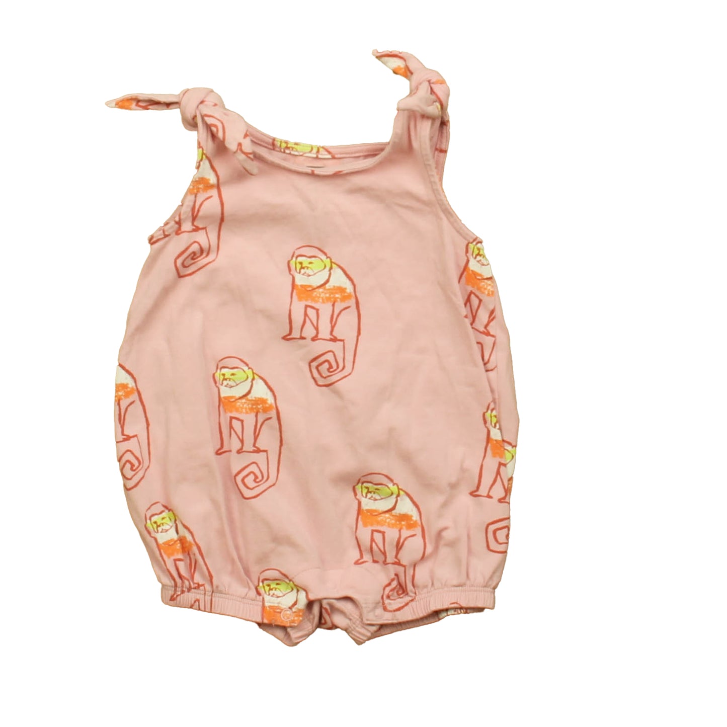 Tea Collection Girls Pink Monkey Romper Size: 3-6 Months Pink Monkey