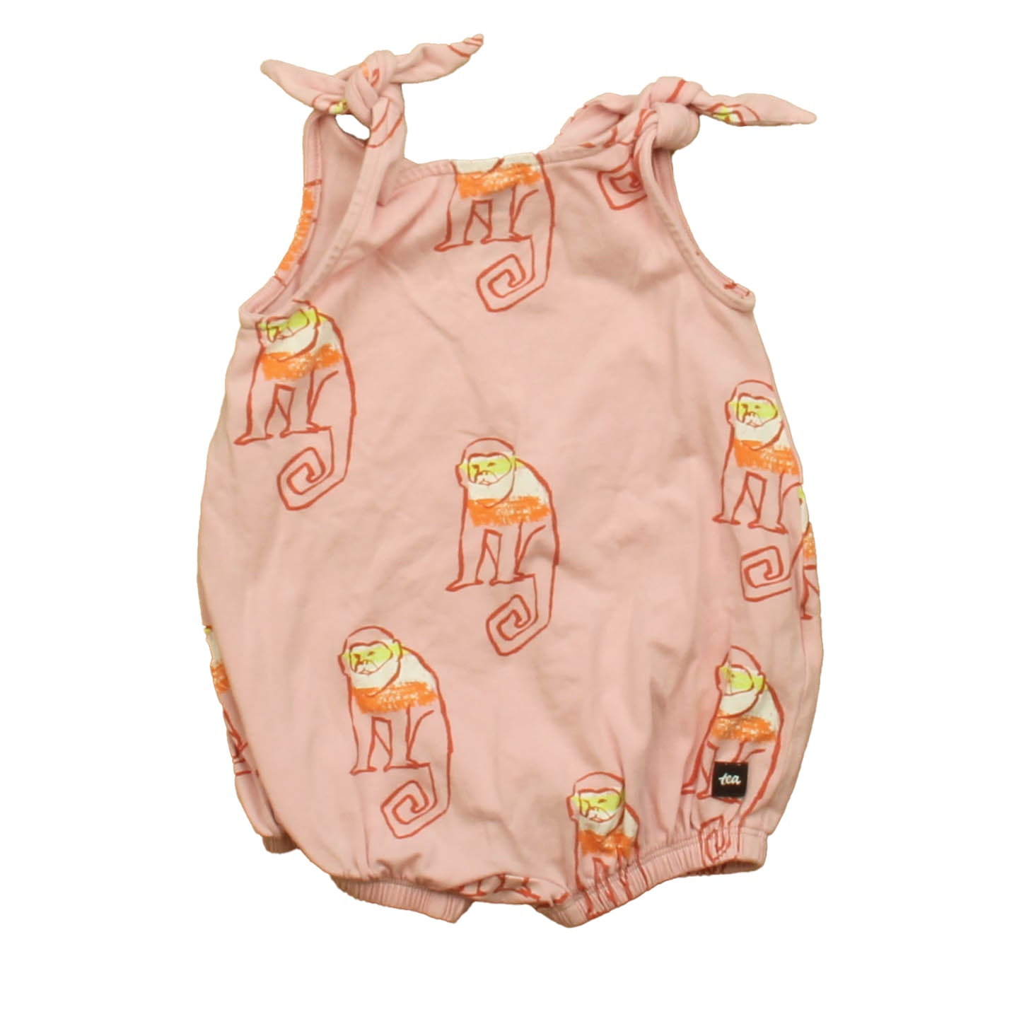 Tea Collection Girls Pink Monkey Romper Size: 3-6 Months Pink Monkey