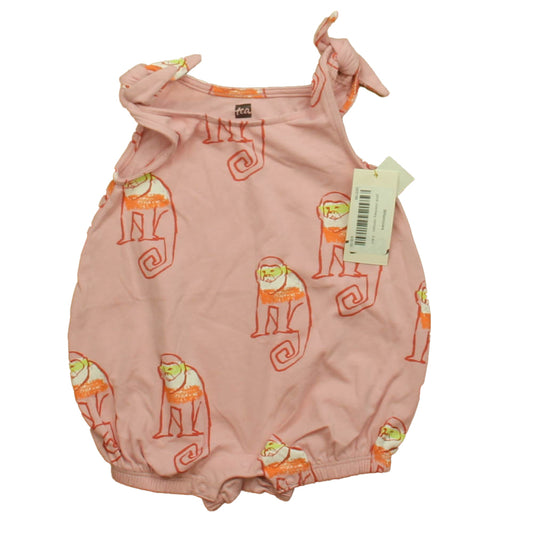 Tea Girls Pink Monkey Romper Size: 3-6 Months Pink Monkey