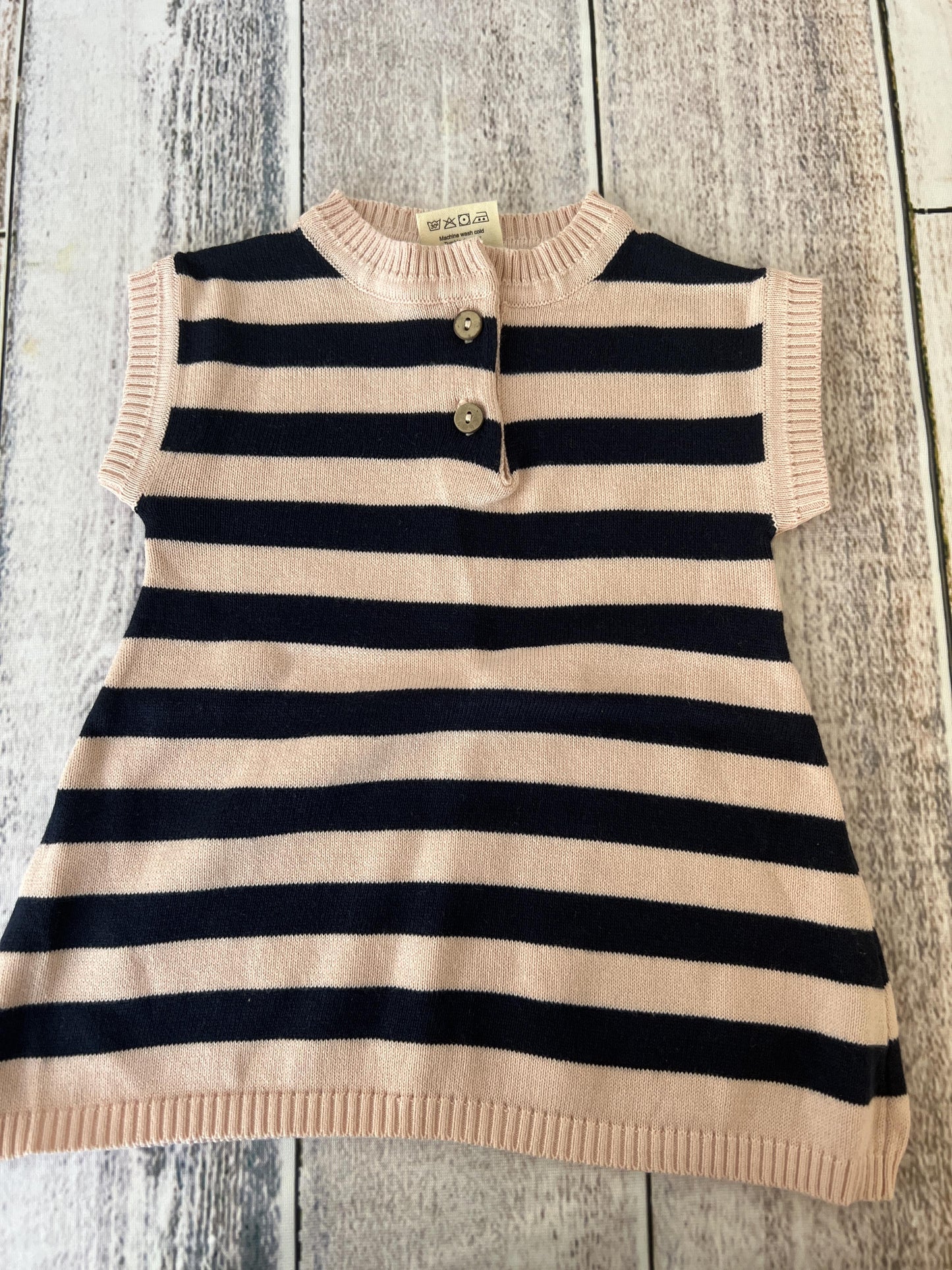 Viverano Girls pink | Navy Blue | Stripe Dress Size: 0-3 months pink | Navy Blue | Stripe