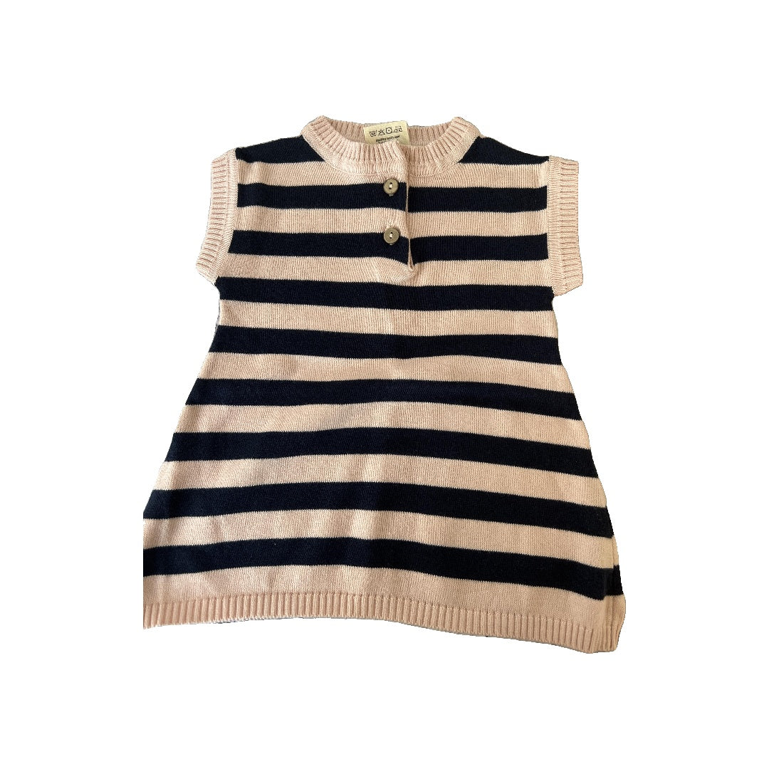 Viverano Girls pink | Navy Blue | Stripe Dress Size: 0-3 months pink | Navy Blue | Stripe